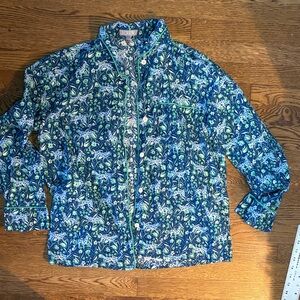 J. Crew Blue and Green Floral Pajama Top